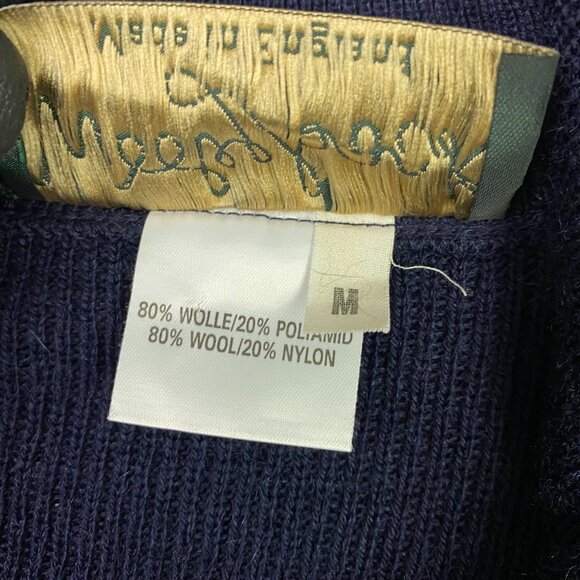 Woolyback Sweater Jacket Men's Medium Navy Blue Wool Full Zip Made in England - Picture 7 of 13